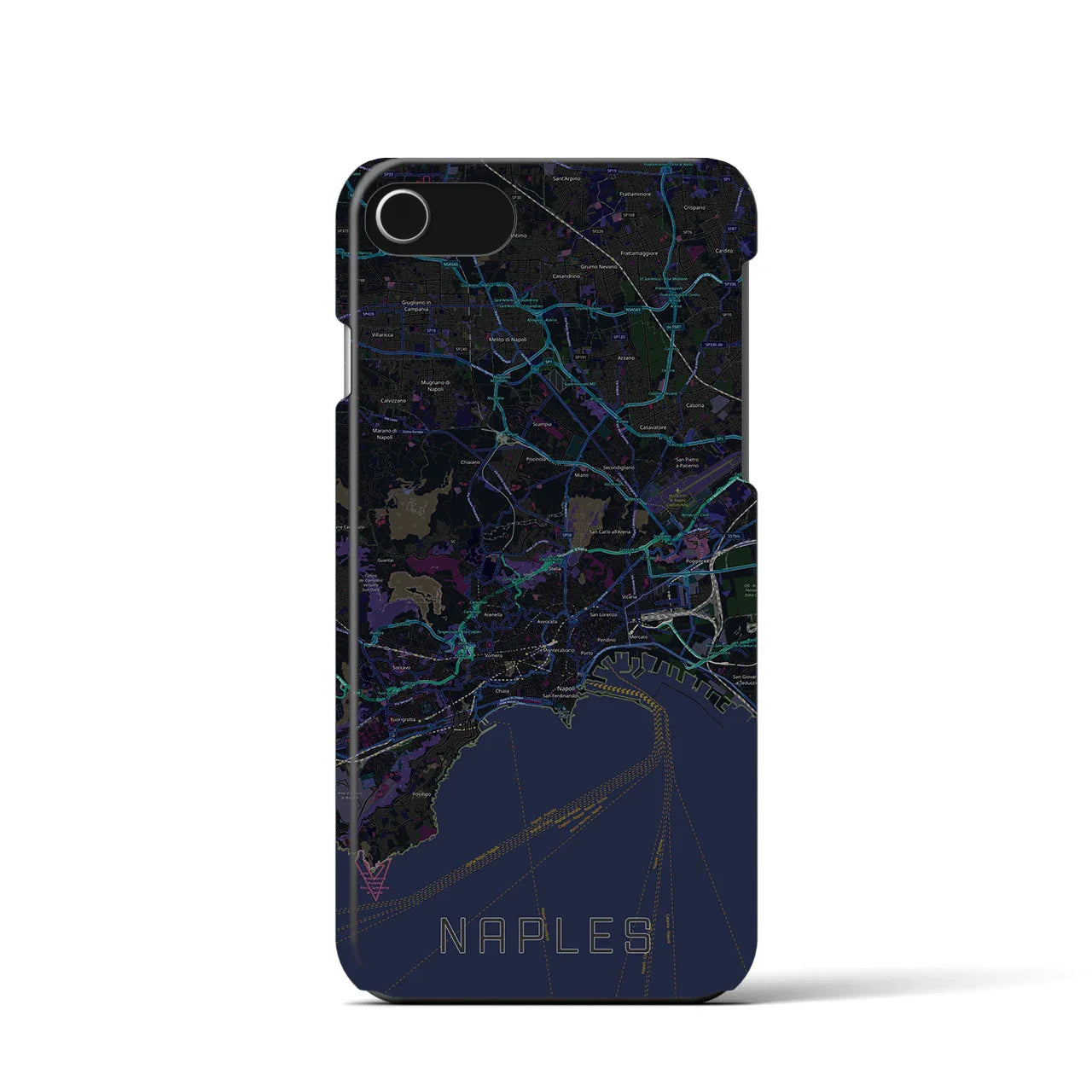 【ナポリ(イタリア)】地図柄iPhoneケース(バックカバータイプ)