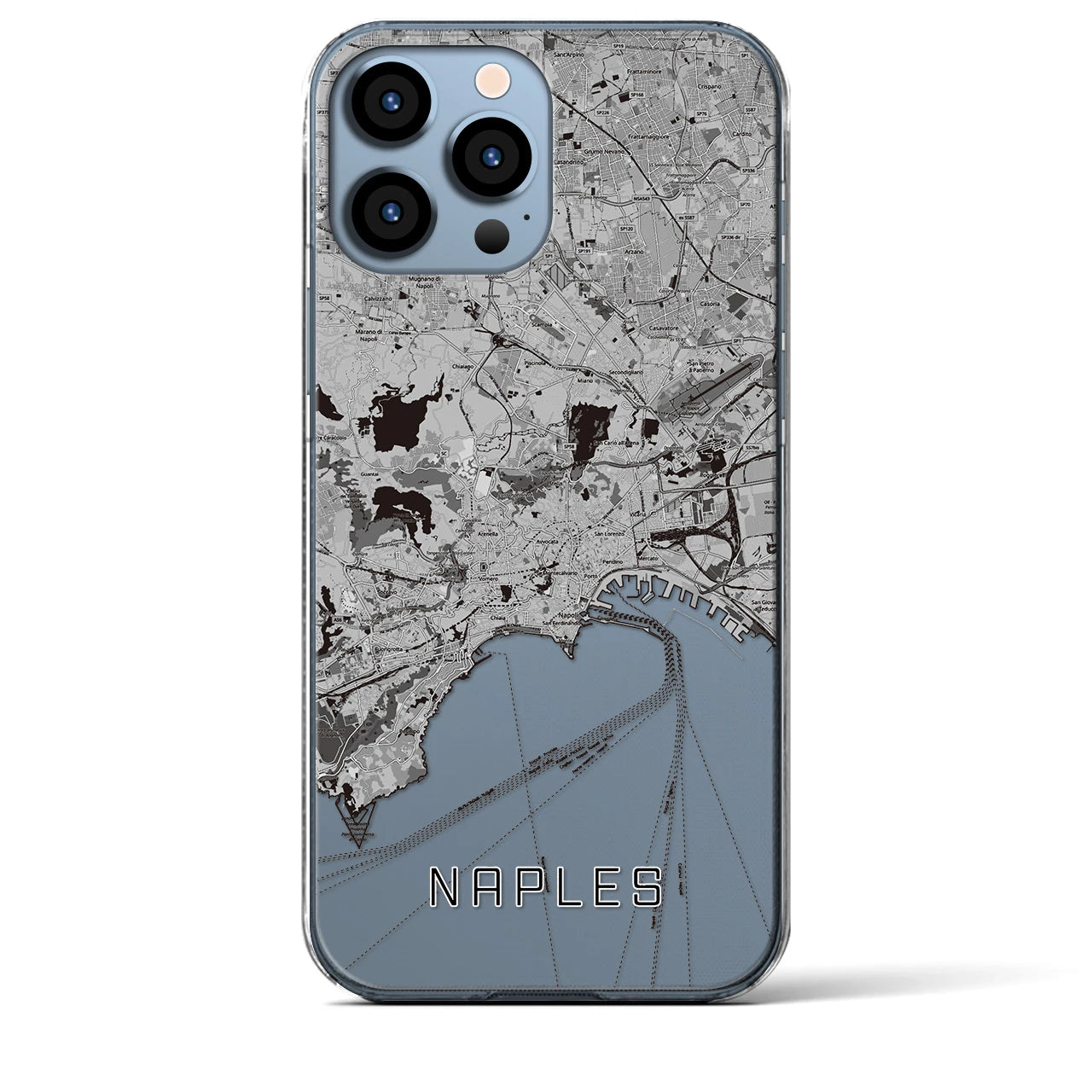 【ナポリ(イタリア)】地図柄iPhoneケース(クリアタイプ)