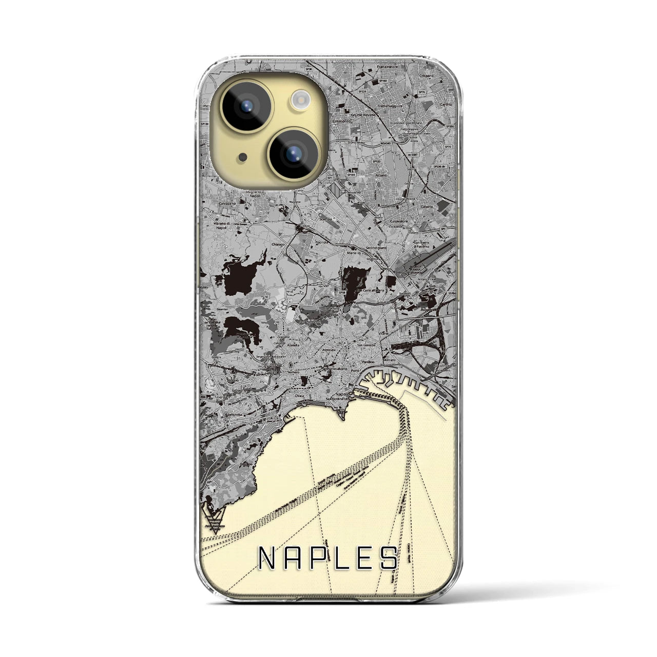【ナポリ(イタリア)】地図柄iPhoneケース(クリアタイプ)
