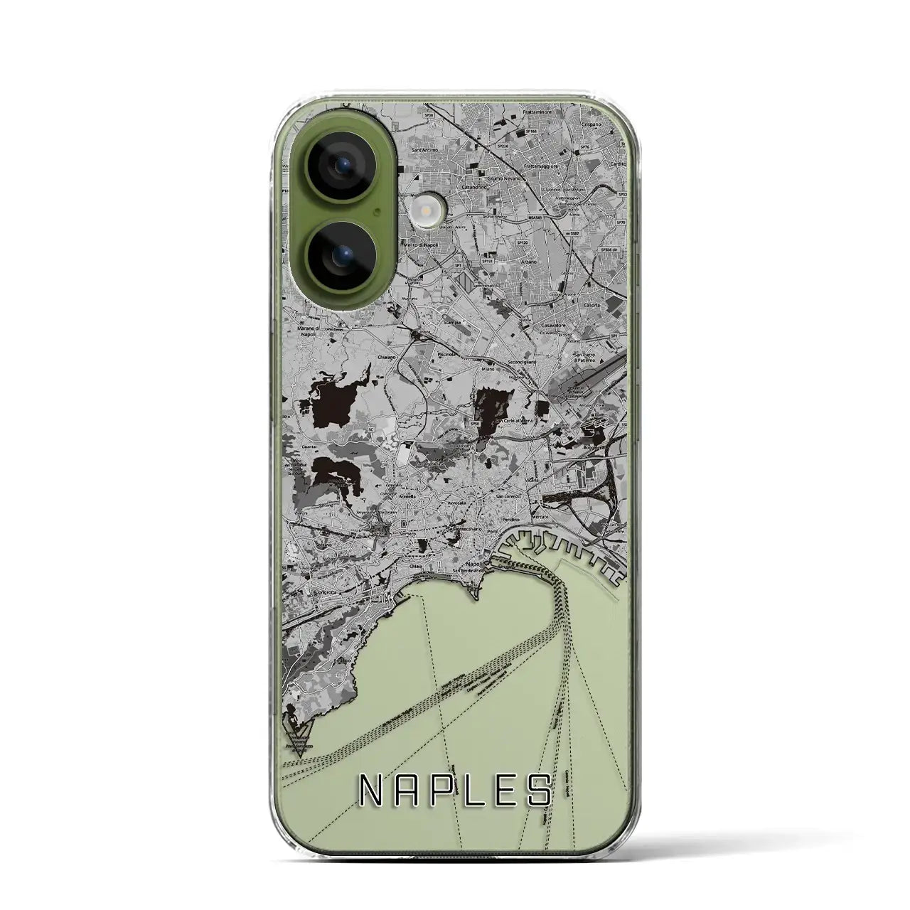 【ナポリ(イタリア)】地図柄iPhoneケース(クリアタイプ)モノトーン・iPhone 17 Pro Max 用