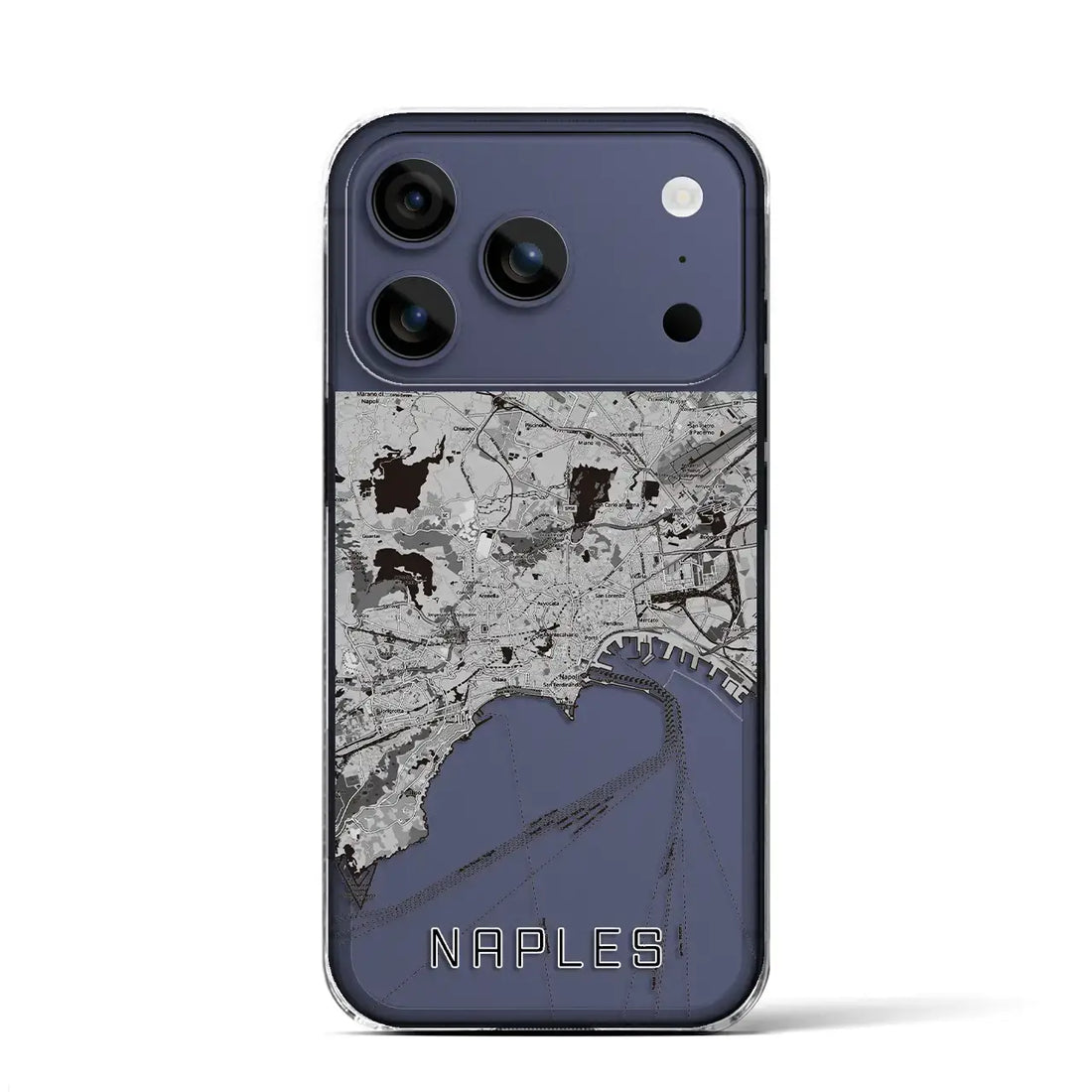 【ナポリ(イタリア)】地図柄iPhoneケース(クリアタイプ)モノトーン・iPhone 17 Pro Max 用