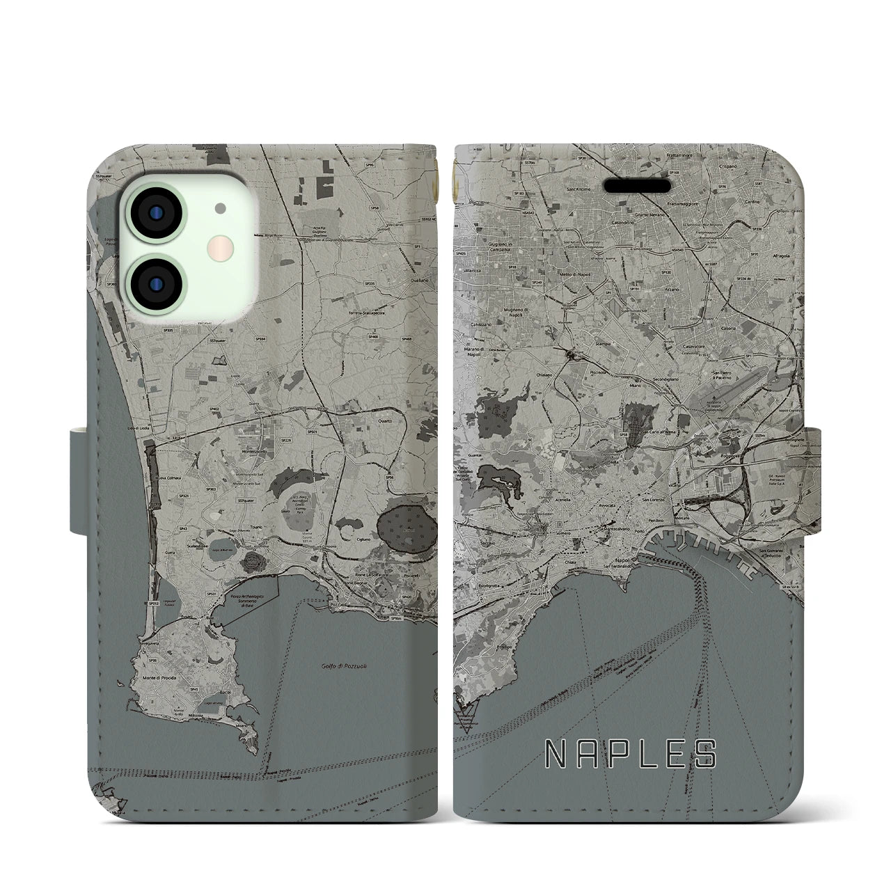 【ナポリ(イタリア)】地図柄iPhoneケース(手帳タイプ)
