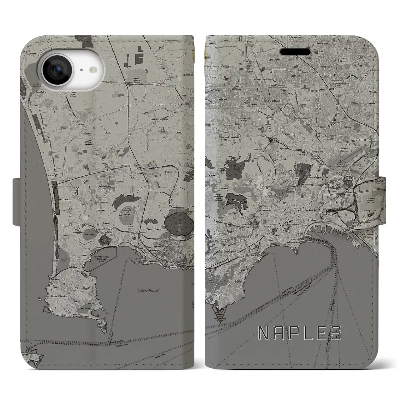 【ナポリ(イタリア)】地図柄iPhoneケース(手帳タイプ)