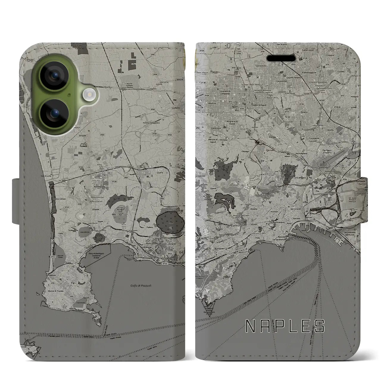 【ナポリ(イタリア)】地図柄iPhoneケース(手帳タイプ)