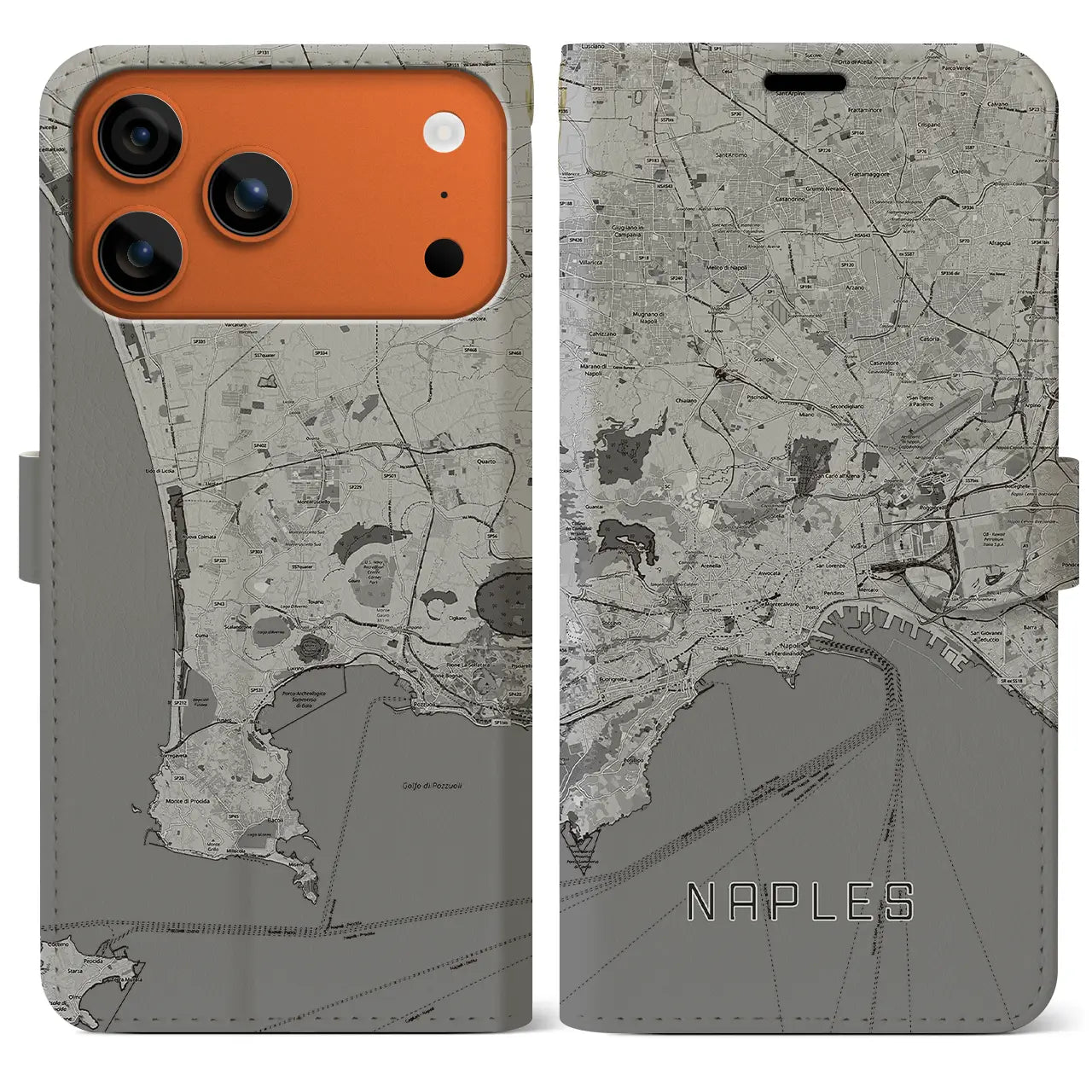【ナポリ(イタリア)】地図柄iPhoneケース(手帳タイプ)