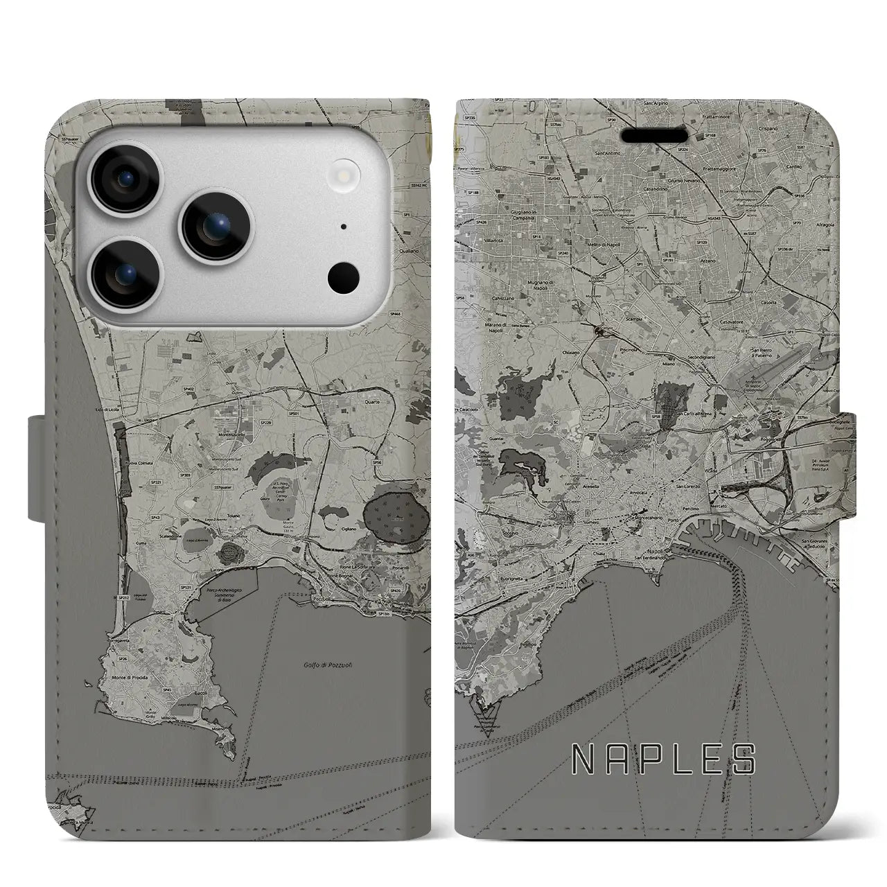 【ナポリ(イタリア)】地図柄iPhoneケース(手帳タイプ)