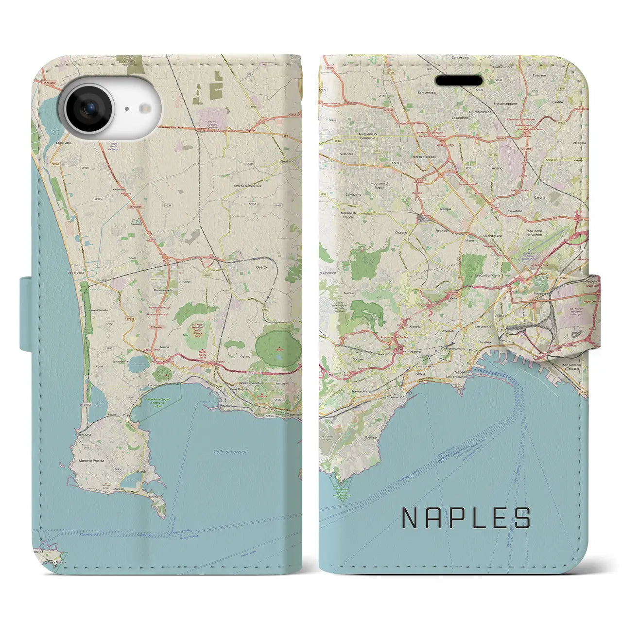 【ナポリ(イタリア)】地図柄iPhoneケース(手帳タイプ)