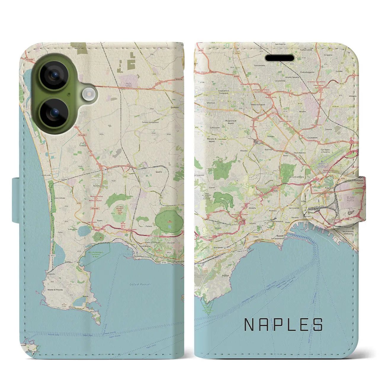 【ナポリ(イタリア)】地図柄iPhoneケース(手帳タイプ)