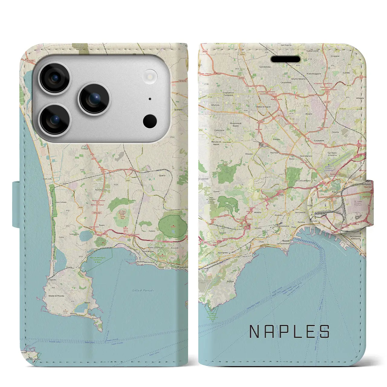 【ナポリ(イタリア)】地図柄iPhoneケース(手帳タイプ)