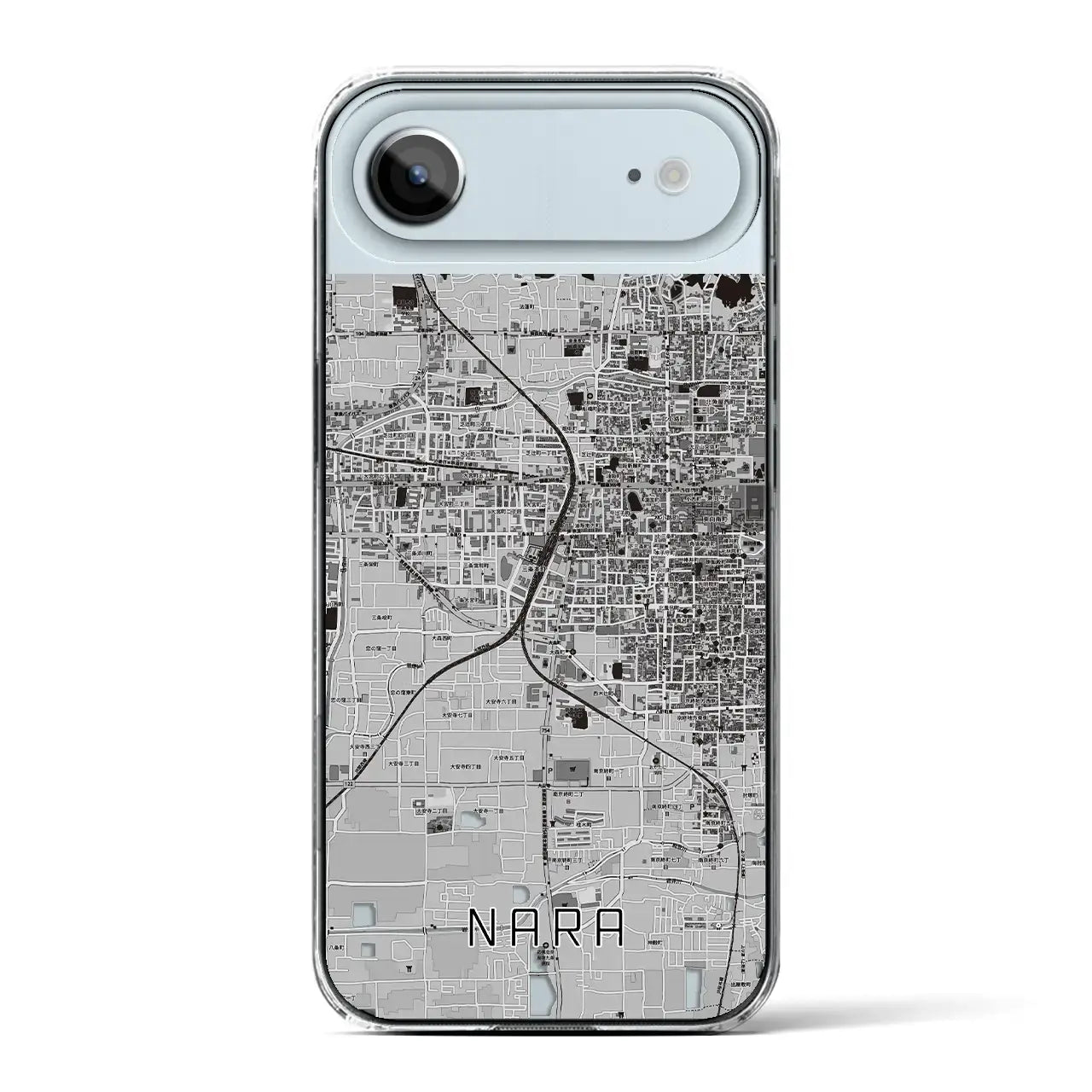 【奈良2(奈良県)】地図柄iPhoneケース(クリアタイプ)モノトーン・iPhone 17 Pro Max 用