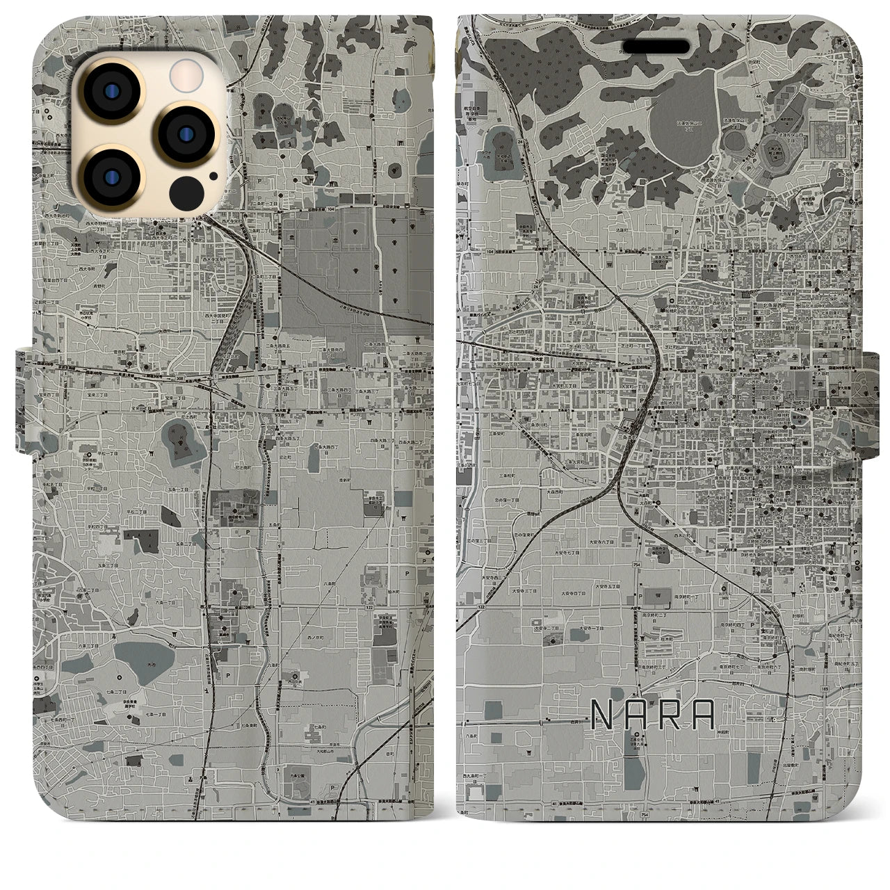 【奈良2(奈良県)】地図柄iPhoneケース(手帳タイプ)