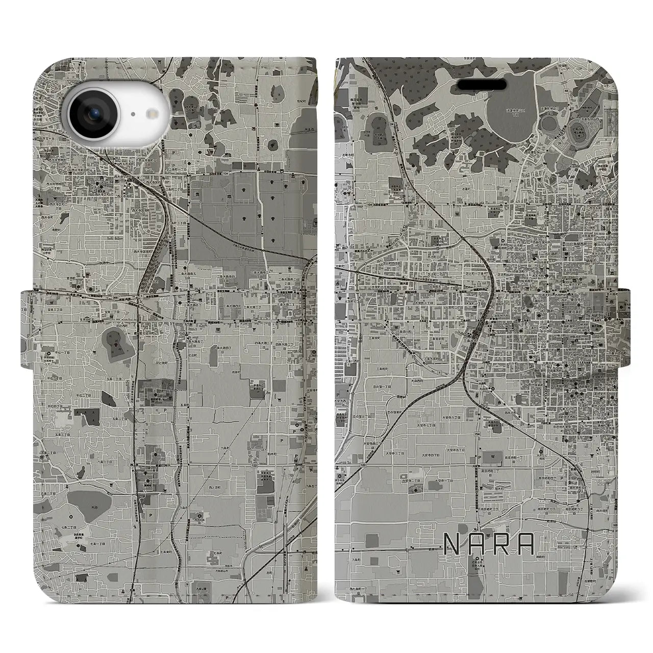 【奈良2(奈良県)】地図柄iPhoneケース(手帳タイプ)