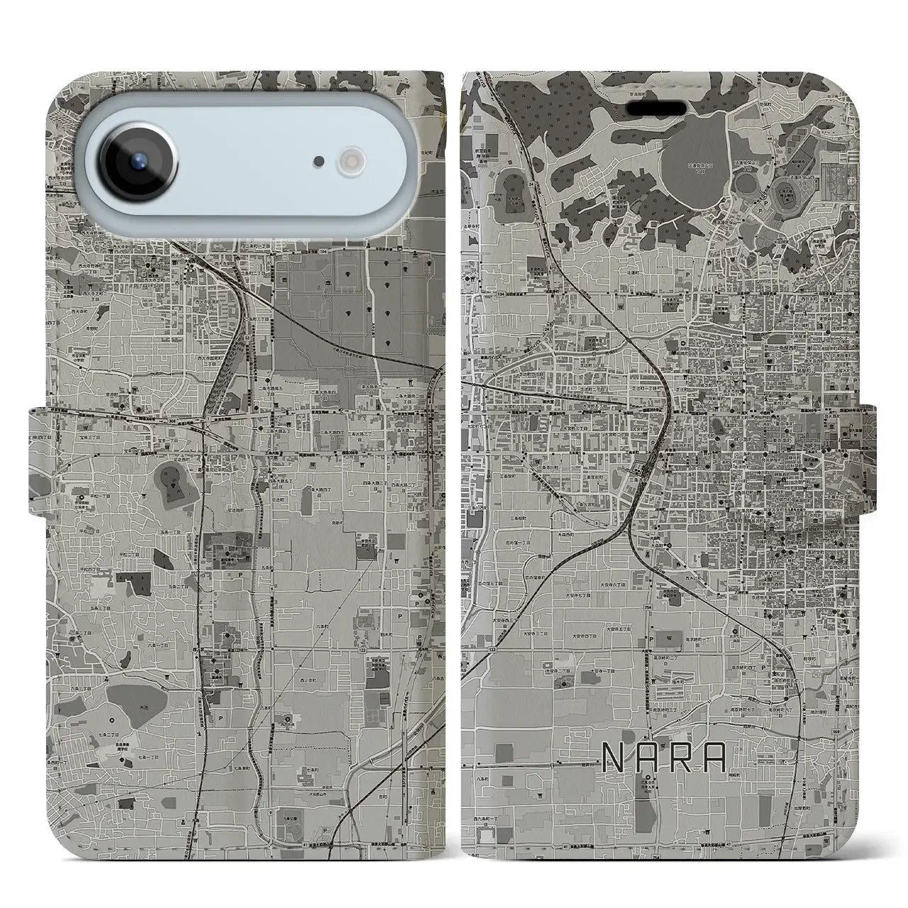 【奈良2(奈良県)】地図柄iPhoneケース(手帳タイプ)