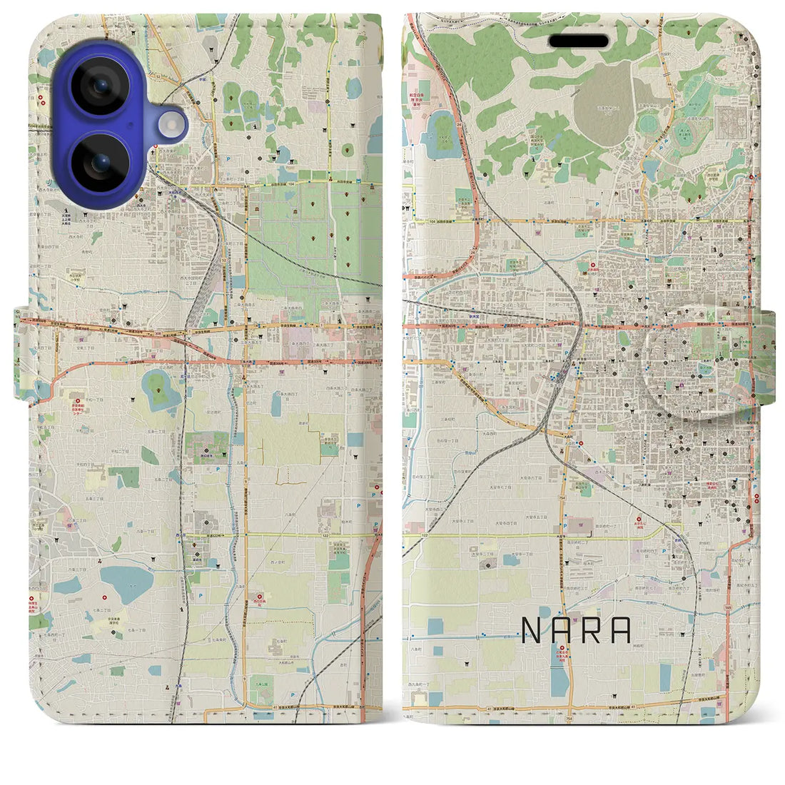 【奈良2(奈良県)】地図柄iPhoneケース(手帳タイプ)ナチュラル・iPhone 16 Pro Max 用