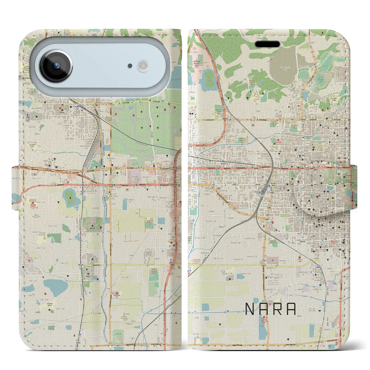 【奈良2(奈良県)】地図柄iPhoneケース(手帳タイプ)