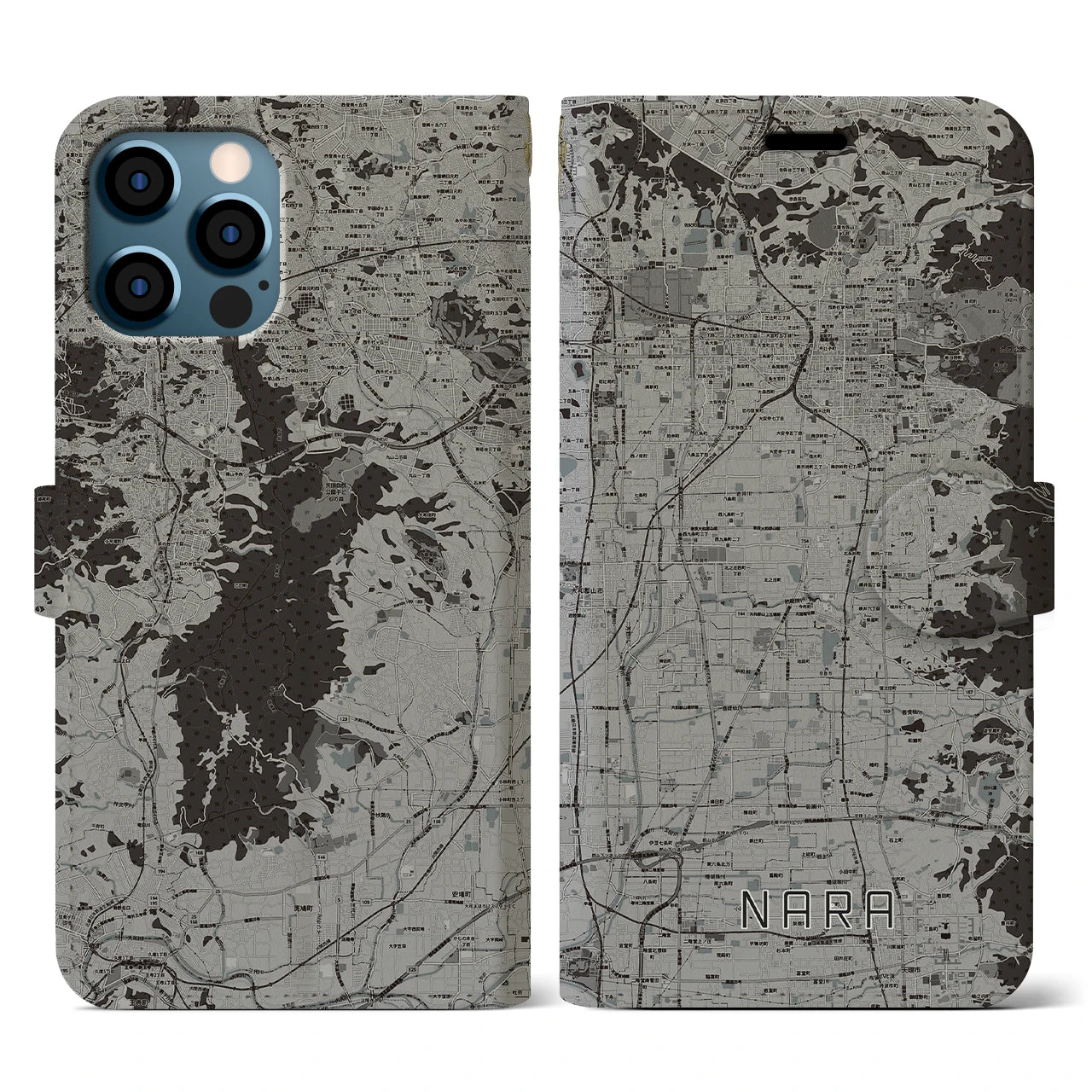 【奈良(奈良県)】地図柄iPhoneケース(手帳タイプ)