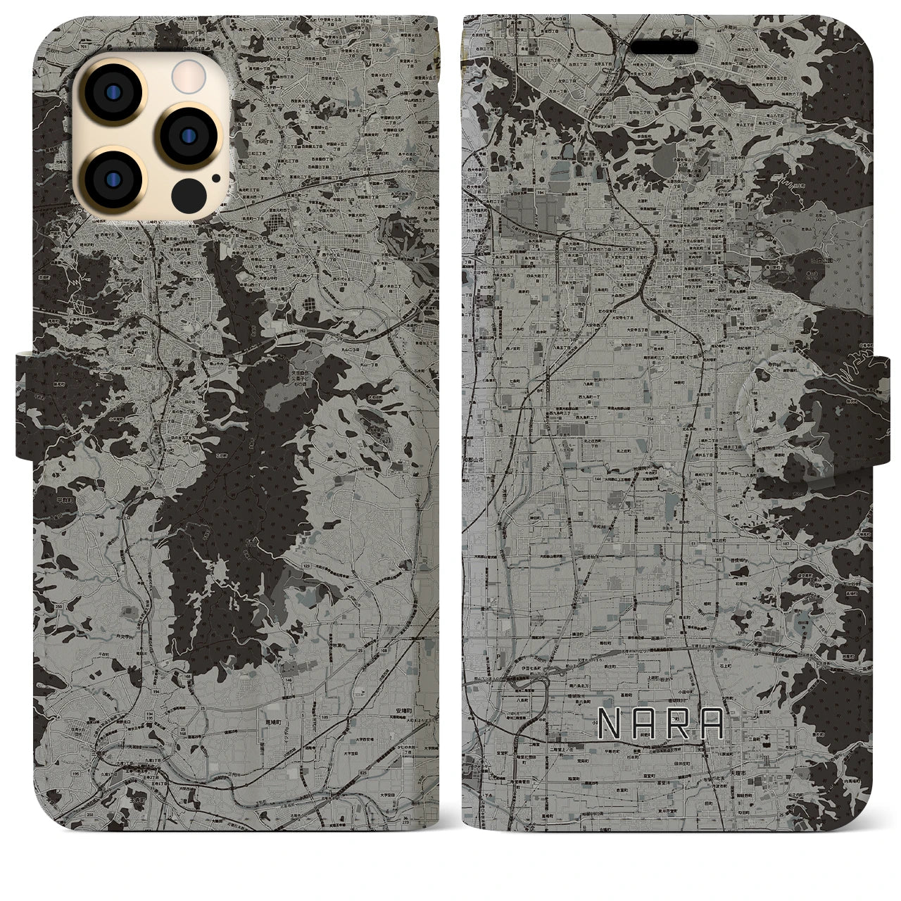 【奈良(奈良県)】地図柄iPhoneケース(手帳タイプ)