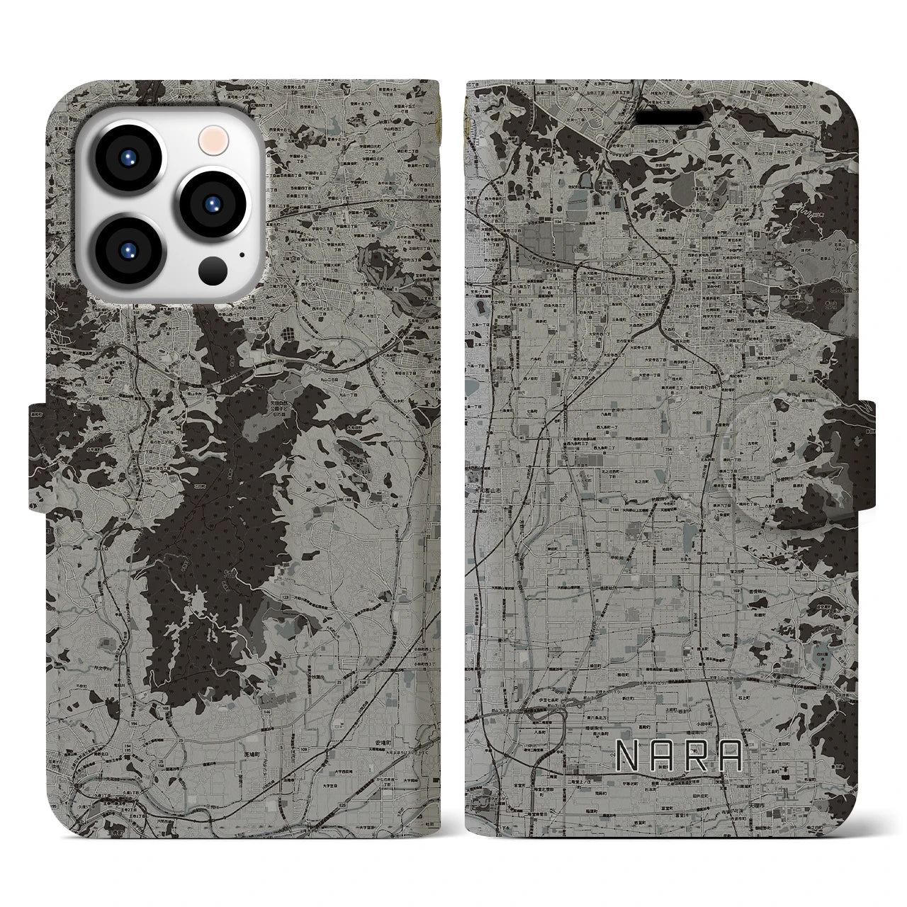 【奈良(奈良県)】地図柄iPhoneケース(手帳タイプ)