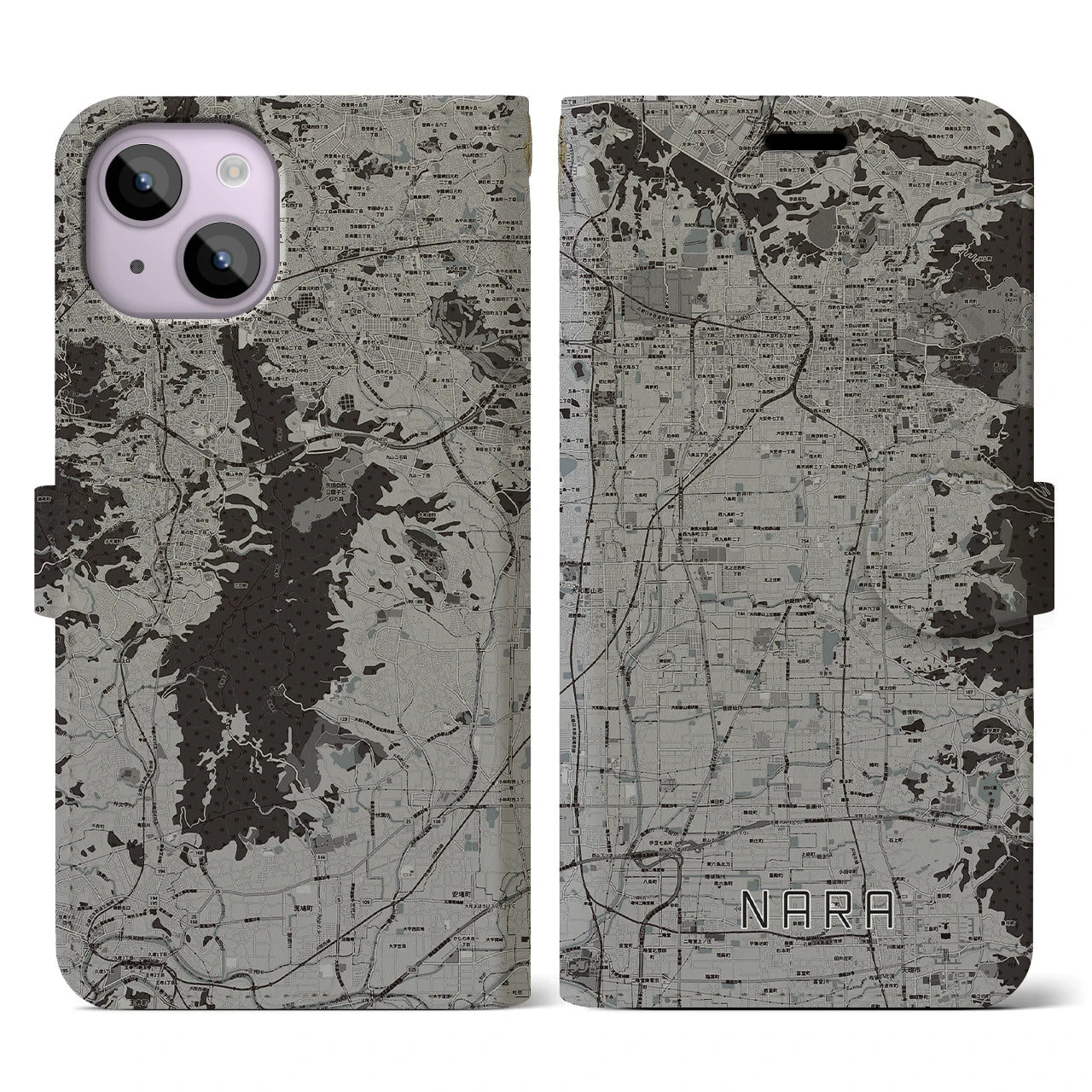 【奈良(奈良県)】地図柄iPhoneケース(手帳タイプ)