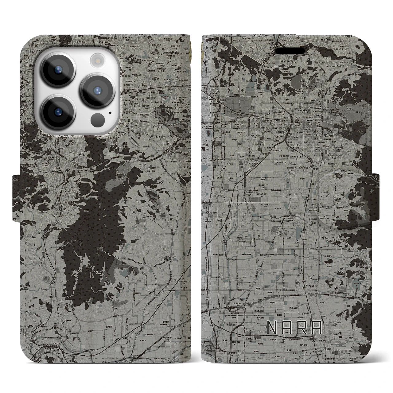 【奈良(奈良県)】地図柄iPhoneケース(手帳タイプ)