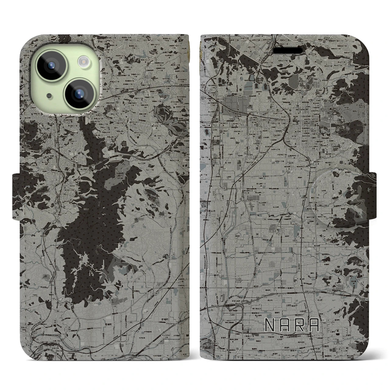【奈良(奈良県)】地図柄iPhoneケース(手帳タイプ)