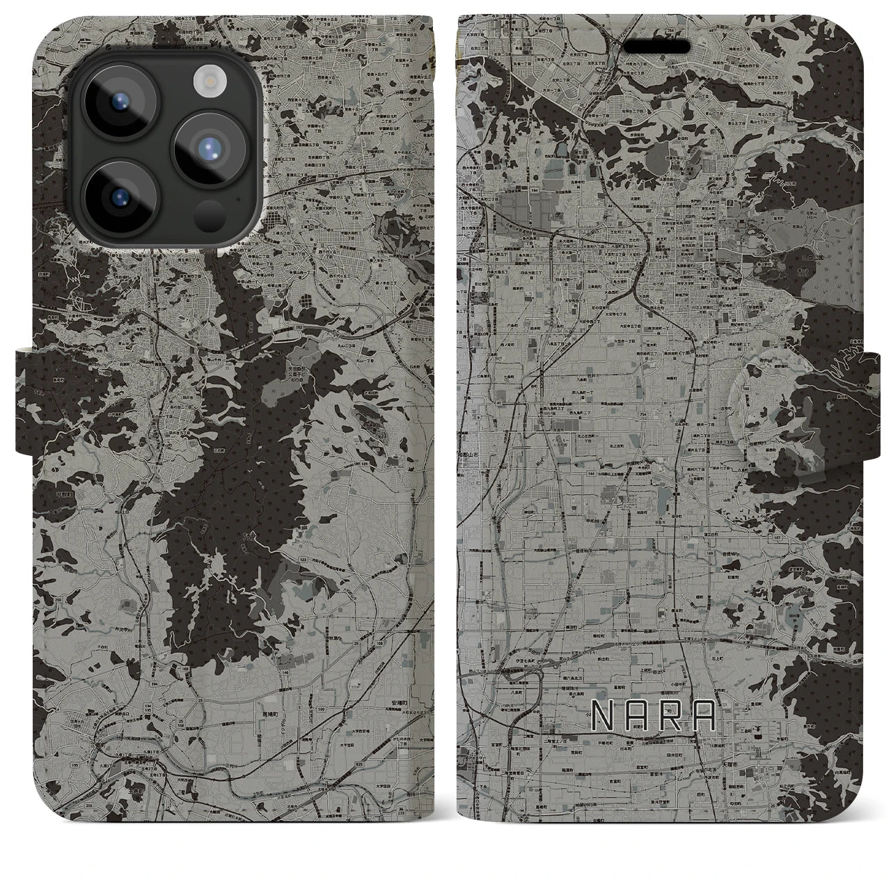 【奈良(奈良県)】地図柄iPhoneケース(手帳タイプ)