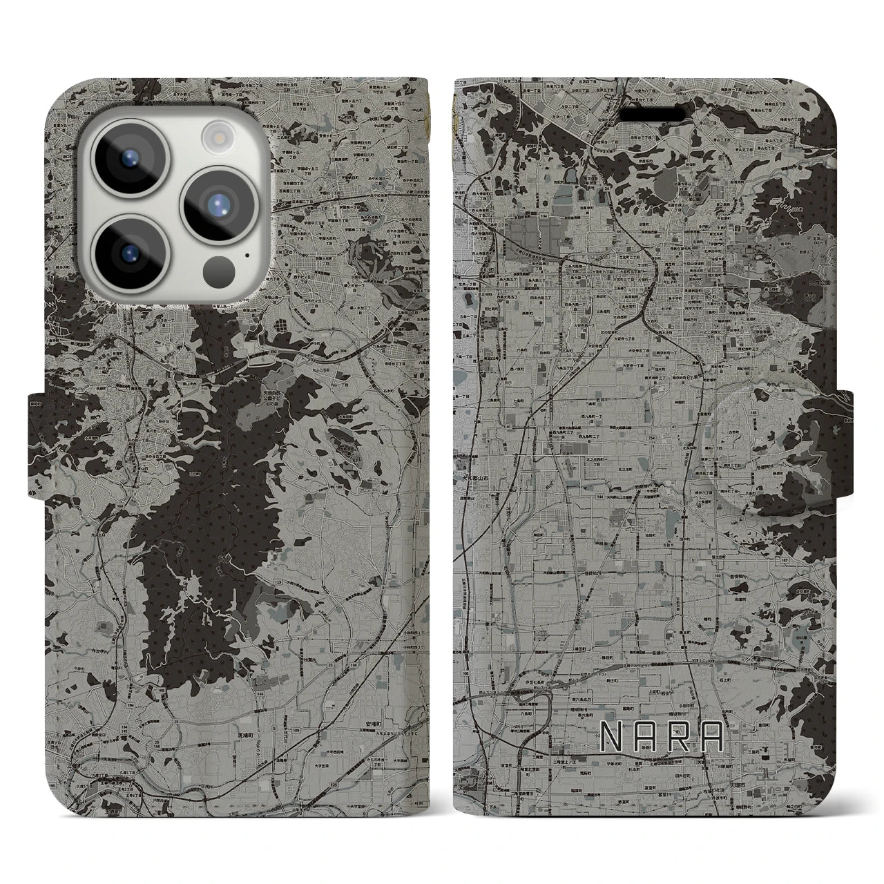 【奈良(奈良県)】地図柄iPhoneケース(手帳タイプ)