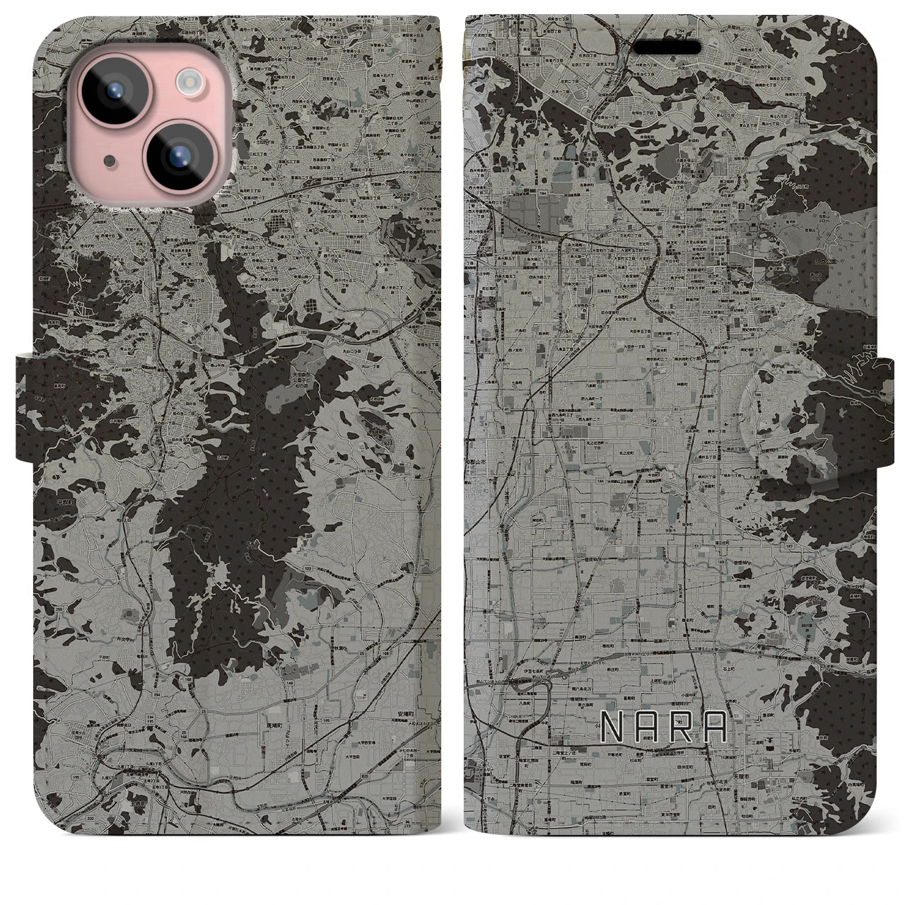 【奈良(奈良県)】地図柄iPhoneケース(手帳タイプ)