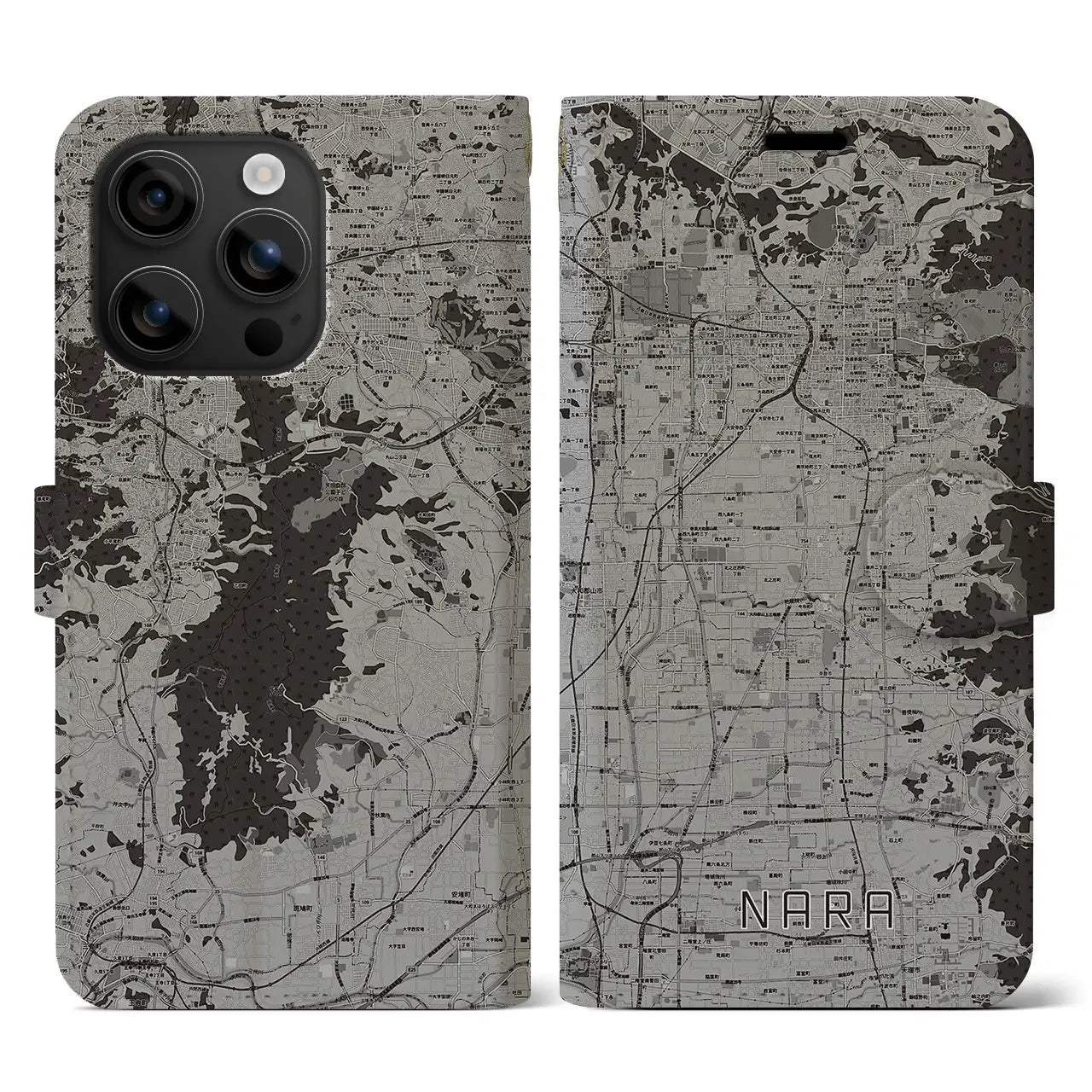 【奈良(奈良県)】地図柄iPhoneケース(手帳タイプ)