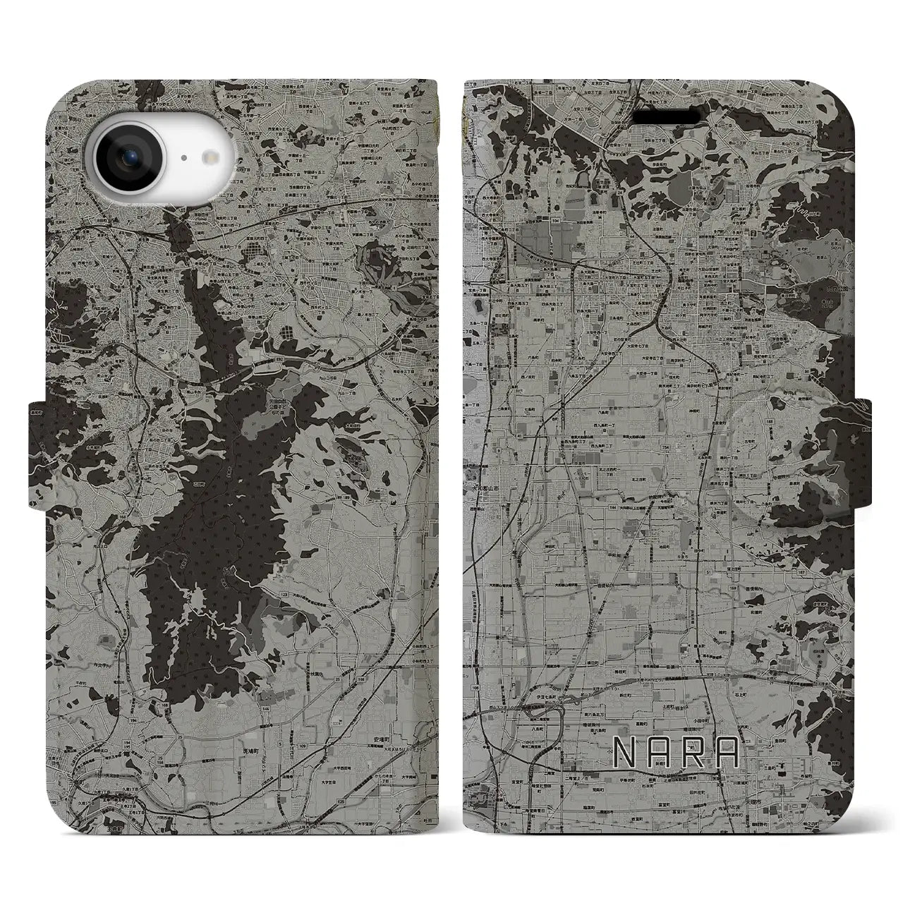 【奈良(奈良県)】地図柄iPhoneケース(手帳タイプ)