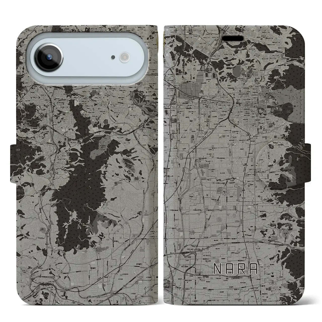 【奈良(奈良県)】地図柄iPhoneケース(手帳タイプ)