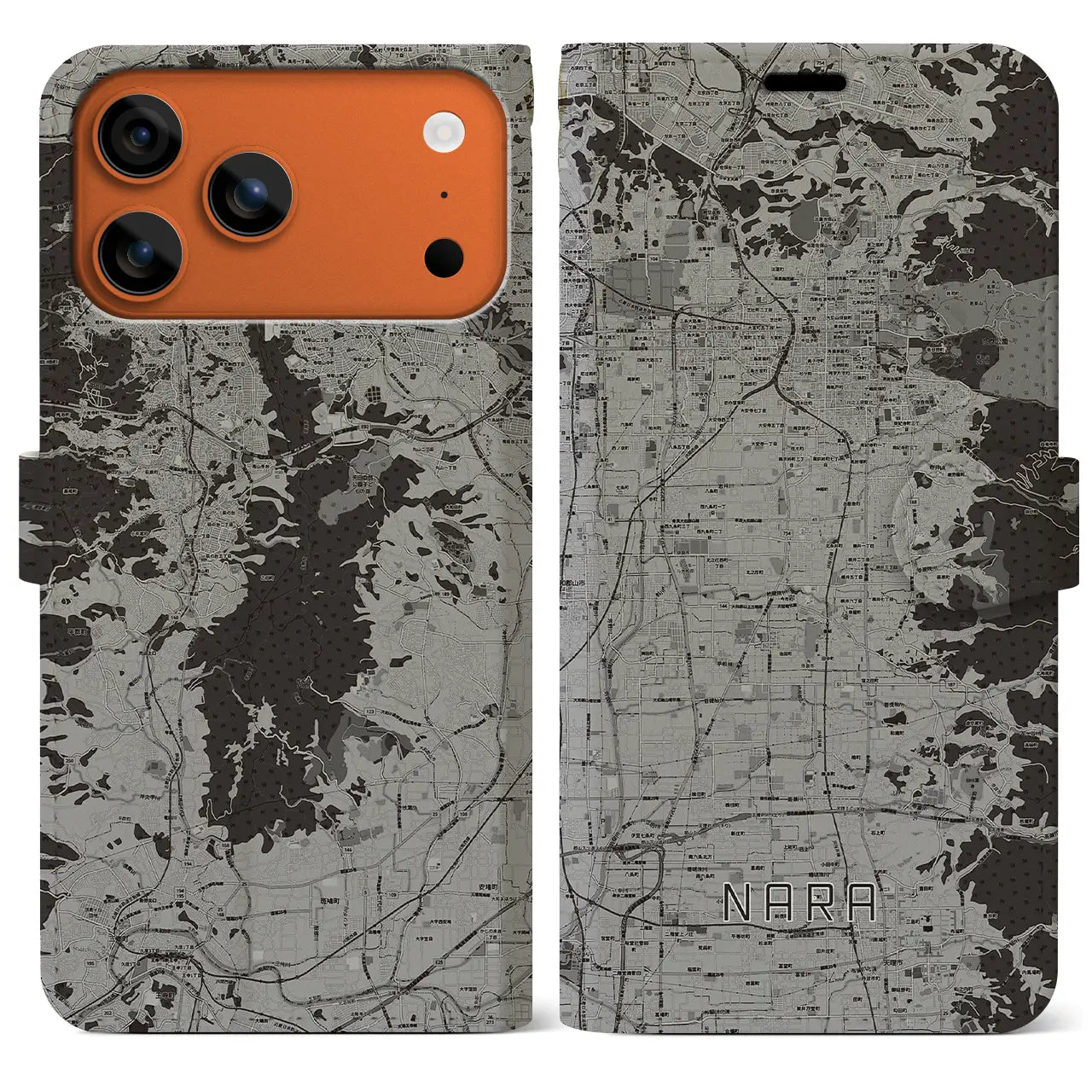 【奈良(奈良県)】地図柄iPhoneケース(手帳タイプ)