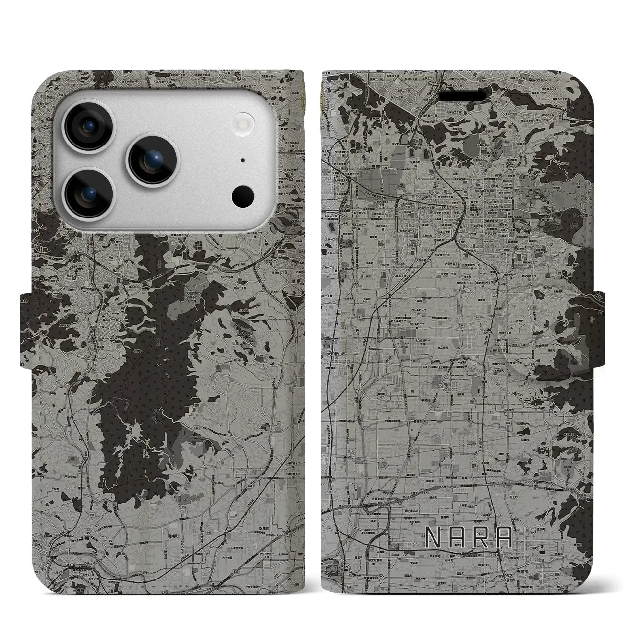 【奈良(奈良県)】地図柄iPhoneケース(手帳タイプ)