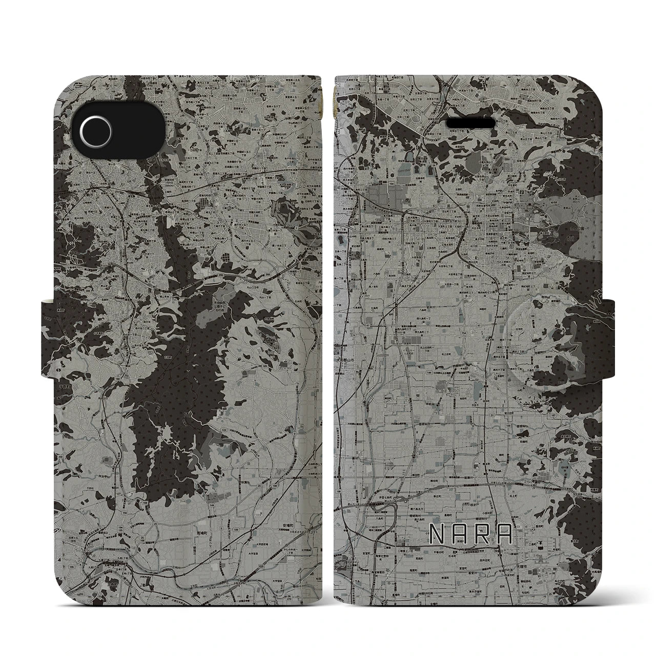 【奈良(奈良県)】地図柄iPhoneケース(手帳タイプ)