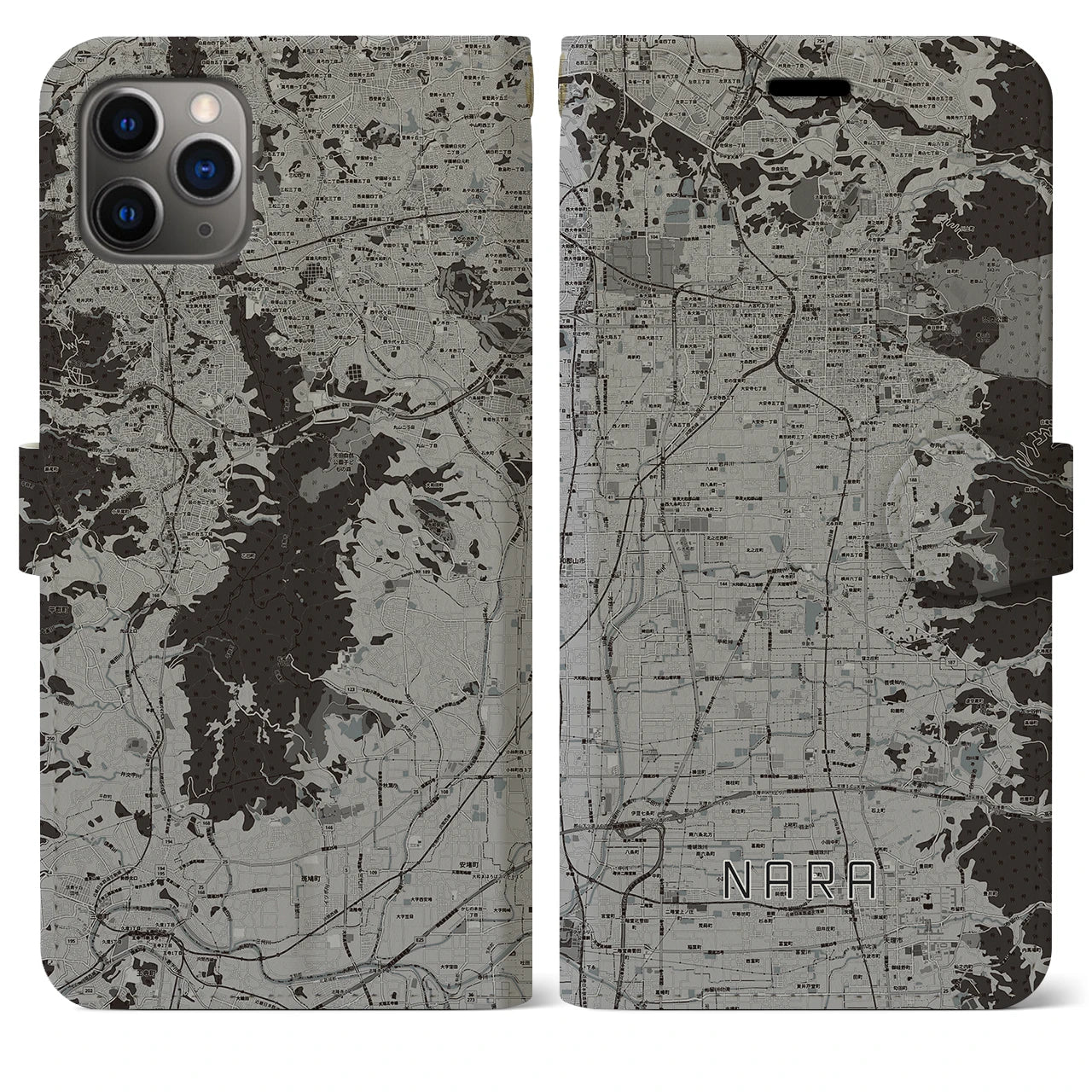 【奈良(奈良県)】地図柄iPhoneケース(手帳タイプ)