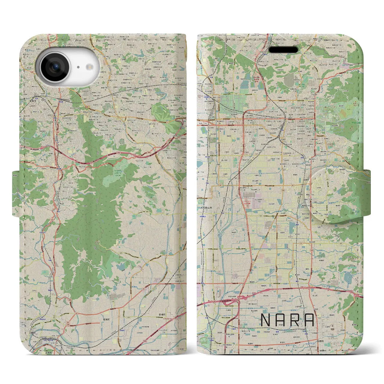 【奈良(奈良県)】地図柄iPhoneケース(手帳タイプ)