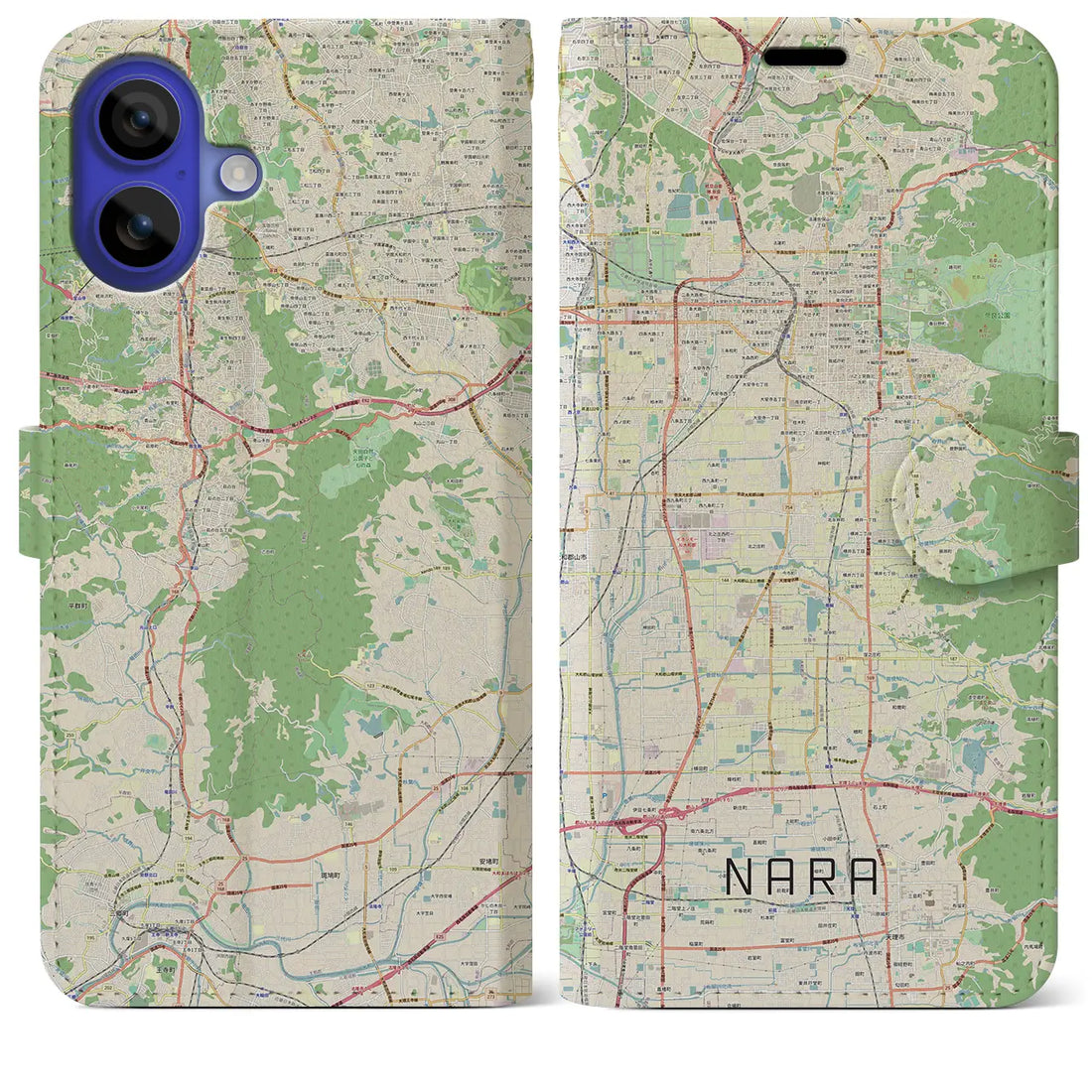 【奈良(奈良県)】地図柄iPhoneケース(手帳タイプ)ナチュラル・iPhone 16 Pro Max 用