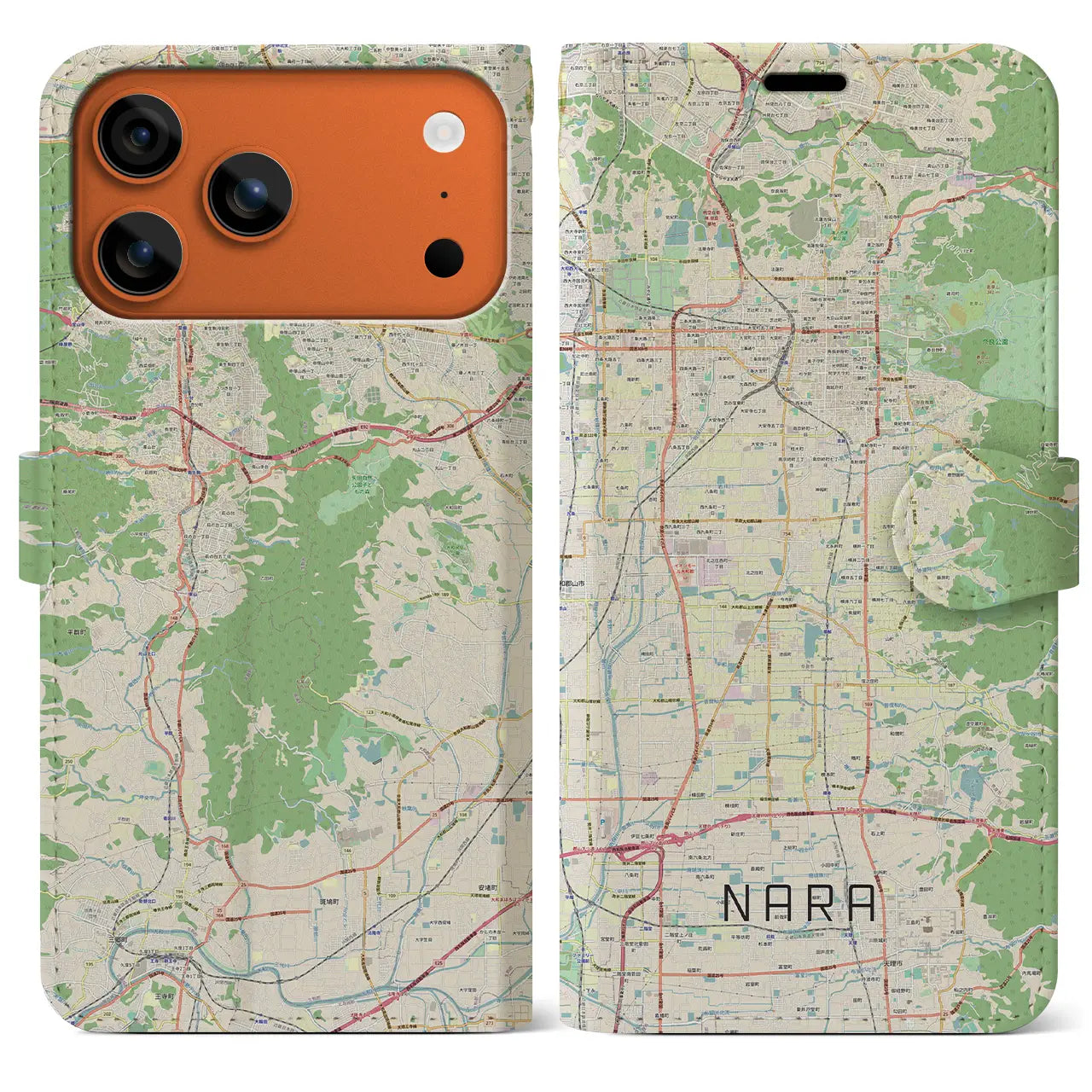 【奈良(奈良県)】地図柄iPhoneケース(手帳タイプ)ナチュラル・iPhone 17 Pro Max 用