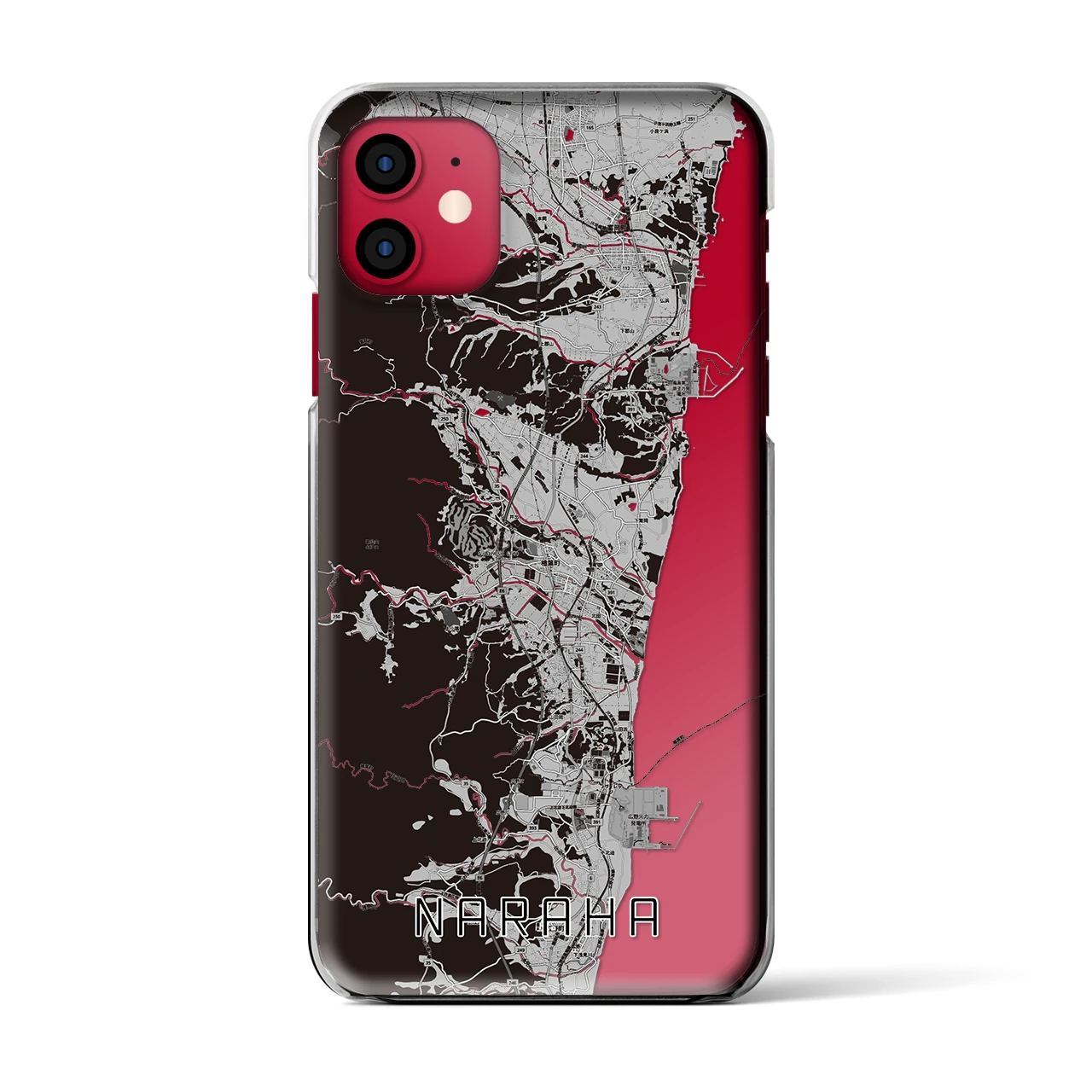 【楢葉(福島県)】地図柄iPhoneケース(クリアタイプ)モノトーン・iPhone 11 用