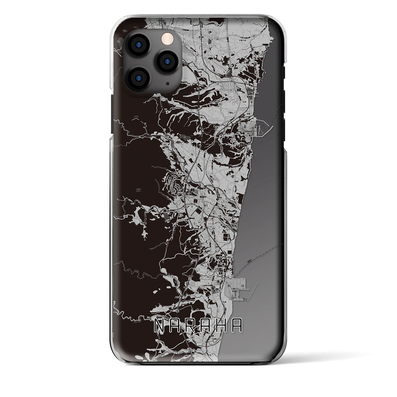 【楢葉(福島県)】地図柄iPhoneケース(クリアタイプ)モノトーン・iPhone 11 Pro Max 用