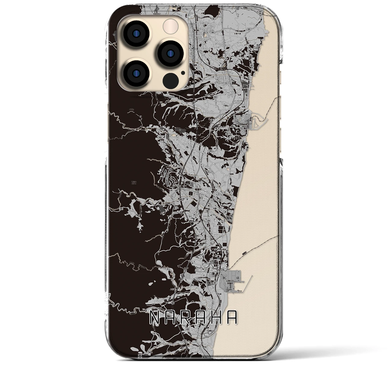 【楢葉(福島県)】地図柄iPhoneケース(クリアタイプ)モノトーン・iPhone 12 Pro Max 用