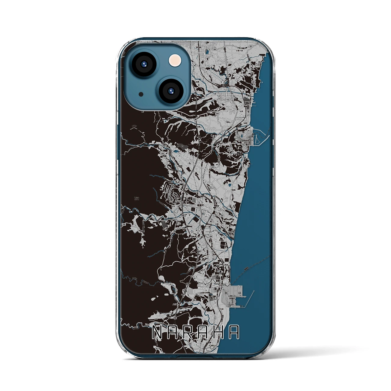 【楢葉(福島県)】地図柄iPhoneケース(クリアタイプ)モノトーン・iPhone 13 用