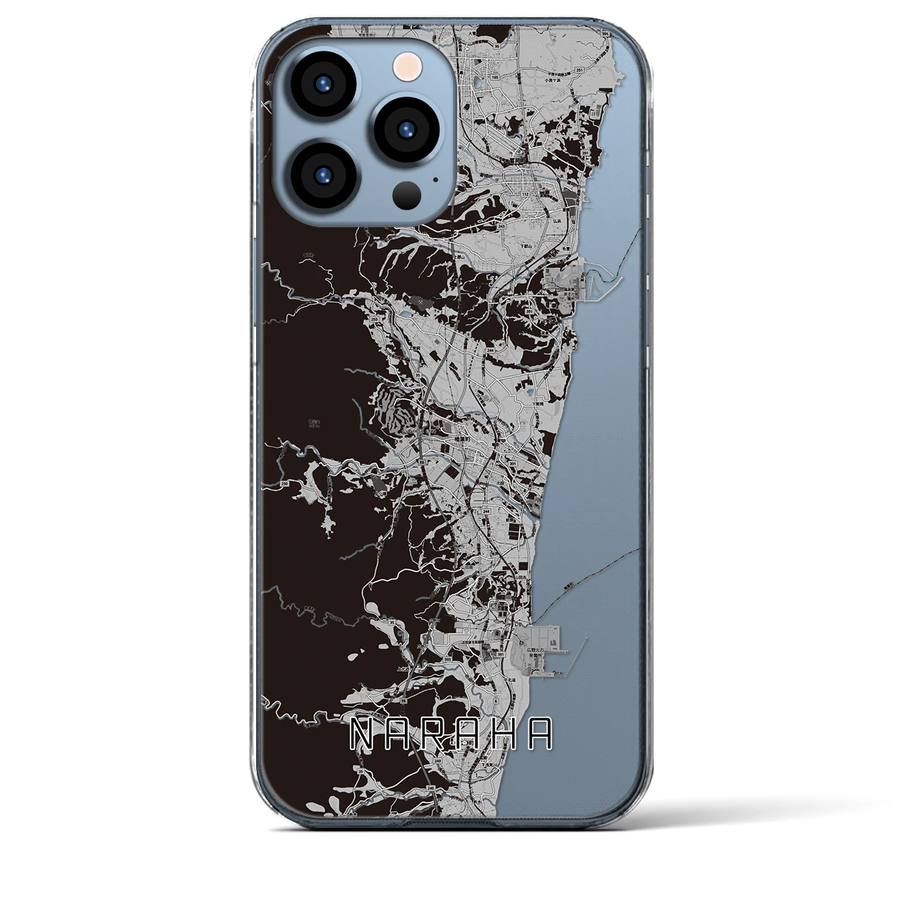 【楢葉(福島県)】地図柄iPhoneケース(クリアタイプ)モノトーン・iPhone 13 Pro Max 用