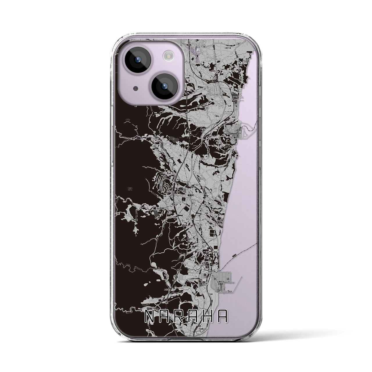 【楢葉(福島県)】地図柄iPhoneケース(クリアタイプ)モノトーン・iPhone 14 用