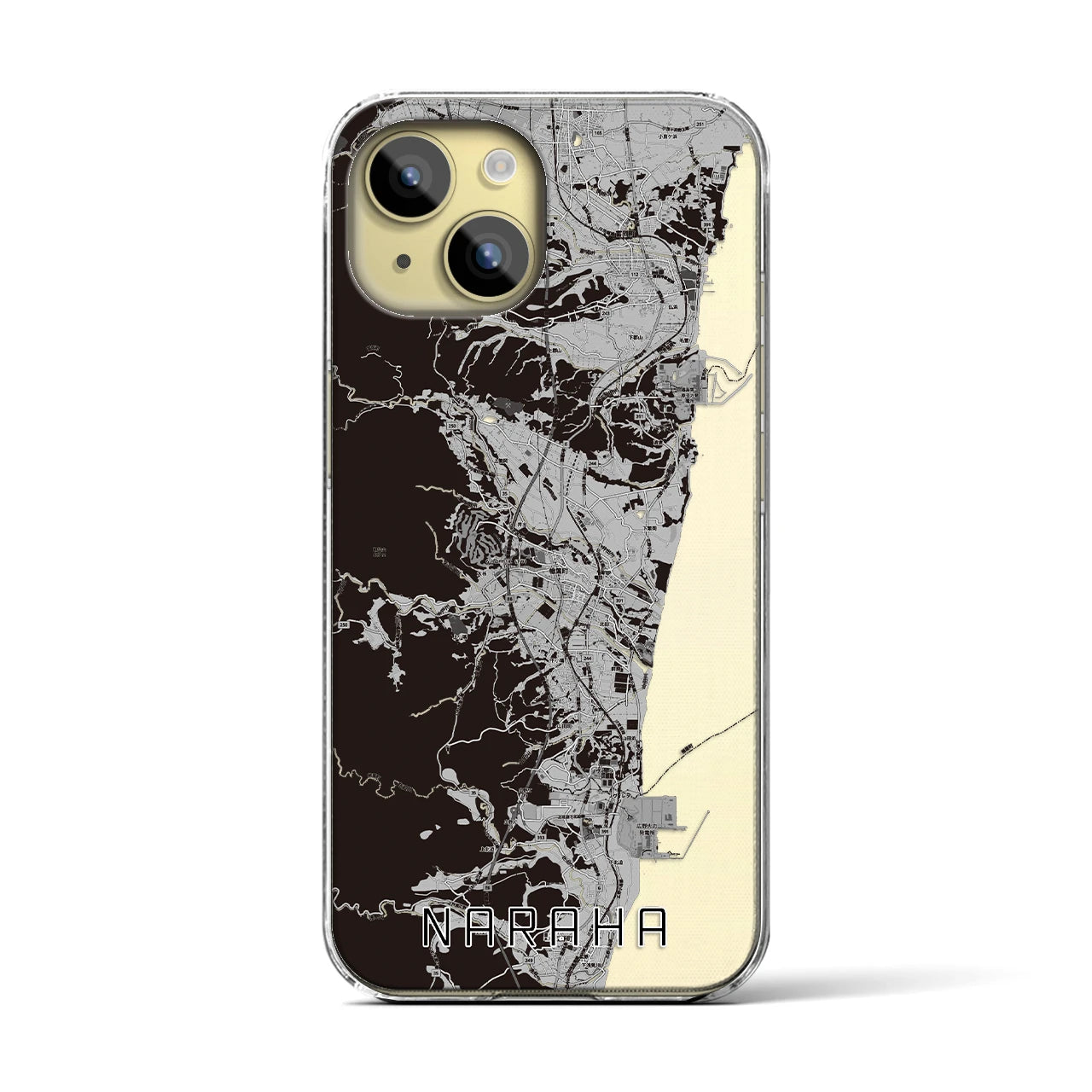 【楢葉(福島県)】地図柄iPhoneケース(クリアタイプ)モノトーン・iPhone 15 用