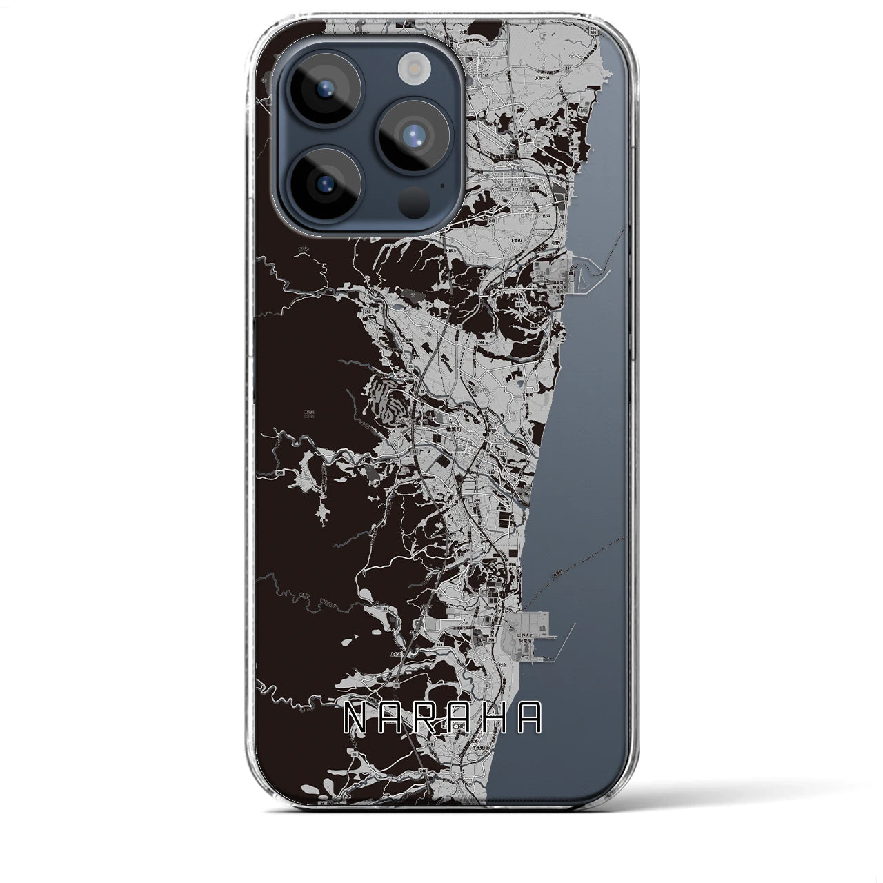 【楢葉(福島県)】地図柄iPhoneケース(クリアタイプ)モノトーン・iPhone 15 Pro Max 用