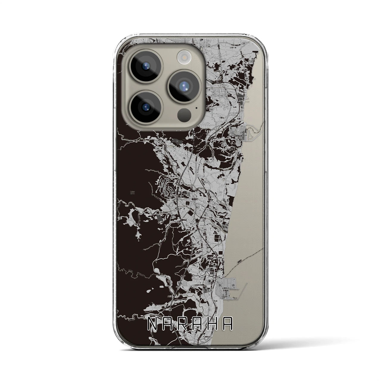【楢葉(福島県)】地図柄iPhoneケース(クリアタイプ)モノトーン・iPhone 15 Pro 用