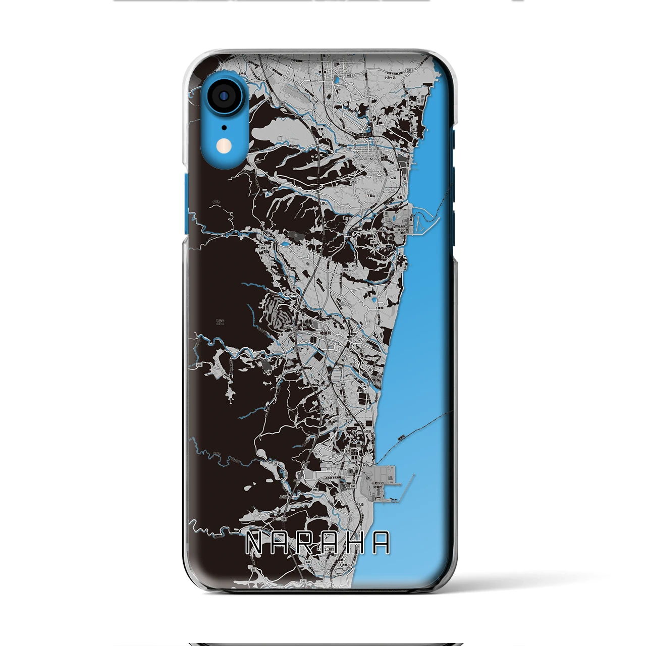 【楢葉(福島県)】地図柄iPhoneケース(クリアタイプ)モノトーン・iPhone XR 用