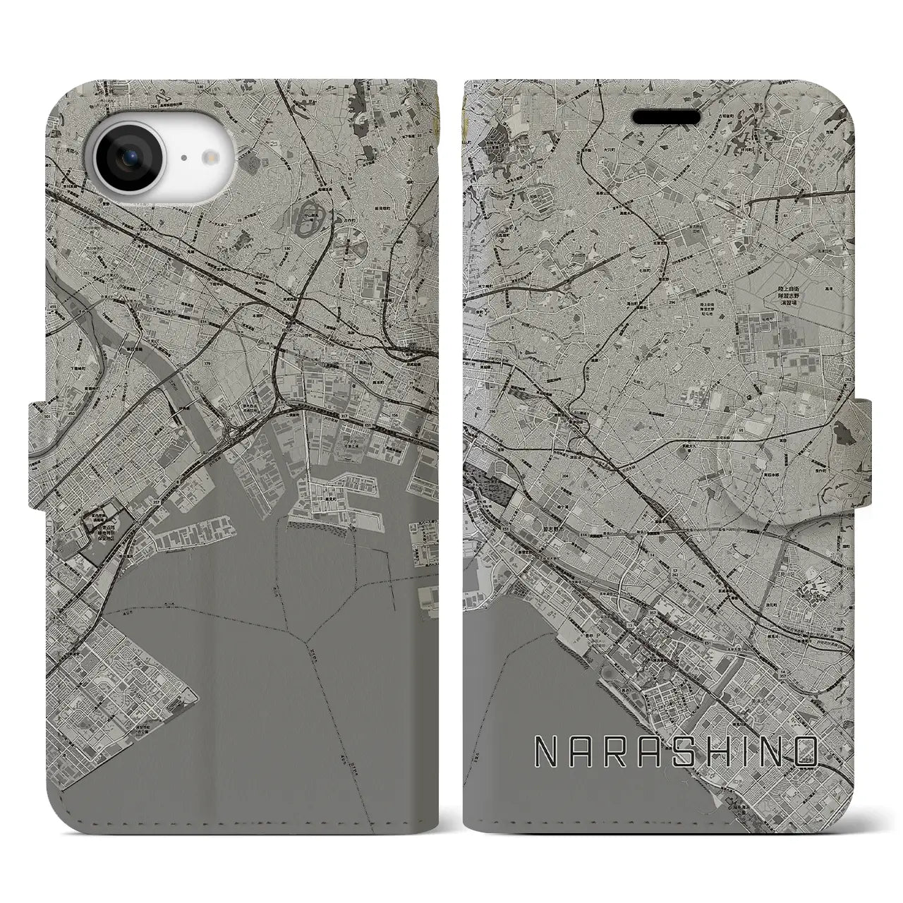 【習志野2(千葉県)】地図柄iPhoneケース(手帳タイプ)