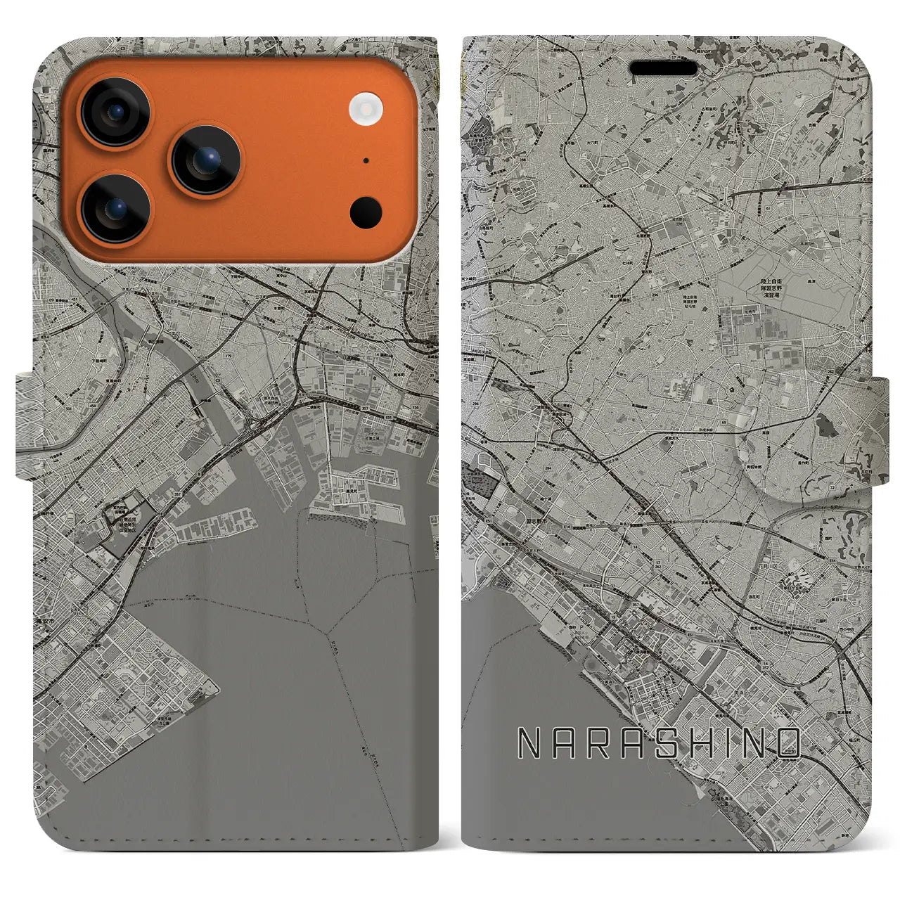 【習志野2(千葉県)】地図柄iPhoneケース(手帳タイプ)